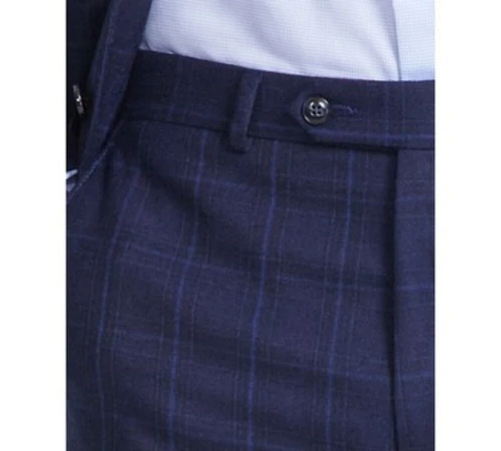 Michael Kors Classic-Fit Wool-Blend Suit Pants Men's 34W x 32L Midnight Plaid